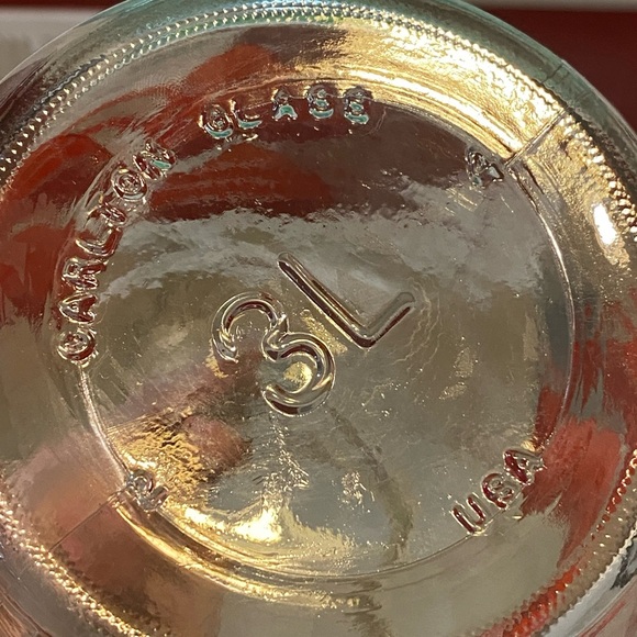 Vintage 80s Carlton Luminarc Glass Striped Hearts Canister Jar & Mugs Set - Picture 5 of 5